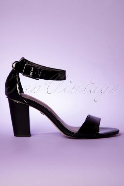 60s Patent Sandals in Black