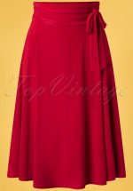 50s Aliyah Swing Skirt in Deep Red