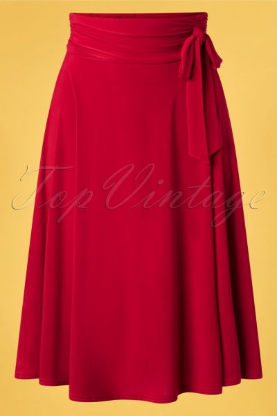 50s Aliyah Swing Skirt in Deep Red