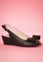 50s Jasmine Wedge Peeptoes in Black