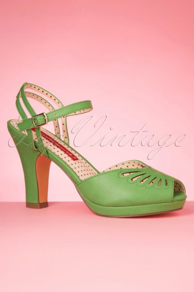 50s Loraine Butterfly Platform Sandals in Spearmint