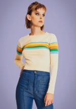 70s McKenzie Rainbow Pullover in Cream