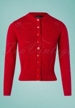 50s Regina Knitted Cardigan in Lipstick Red