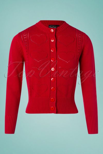 50s Regina Knitted Cardigan in Lipstick Red