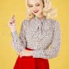 50s Hope Hearts Blouse in White