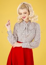 50s Hope Hearts Blouse in White