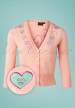 Unreal Redheads Collaboration ~ 50s Kim Love Heart Cardigan in Pink