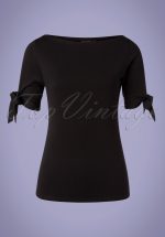 50s Bibi Basic Tie Top in Black