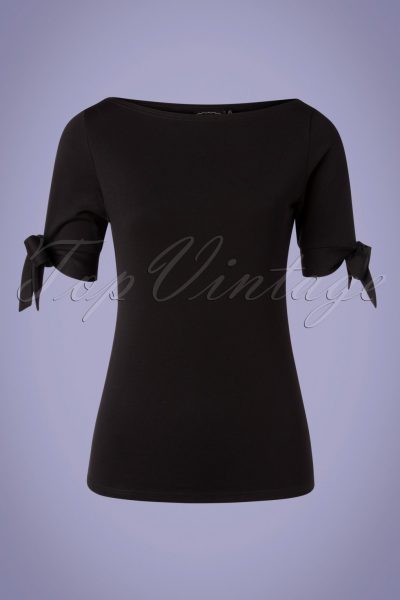 50s Bibi Basic Tie Top in Black