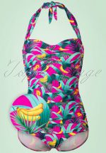 50s Chiquita Frock One Piece Swimsuit in Magenta