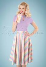 Unreal Redheads Collaboration ~ 50s Trixie Gingham Skirt in Rainbow