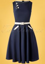 50s Saskia Skater Dress in Navy