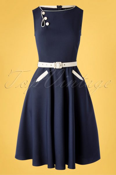 50s Saskia Skater Dress in Navy