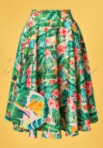 Unreal Redheads Collaboration ~ 50s Jinkx Floral Tropical Skirt in Pink and Green