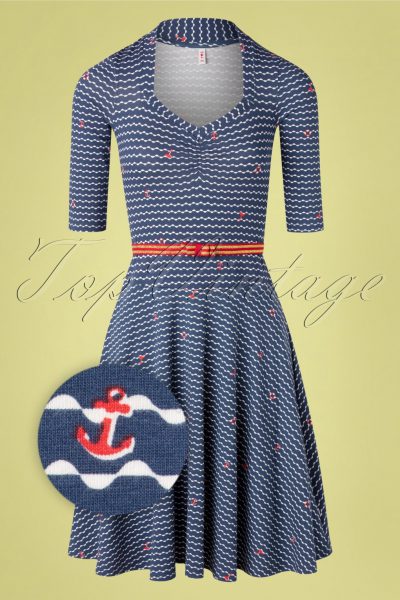 60s Suzie The Snake Dress in Over The Ocean Blue