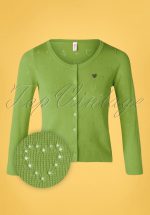 60s Logo Short Roundneck Cardigan in Green Heart Anchor