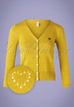 60s Logo Short Cardigan in Yellow Heart Anchor