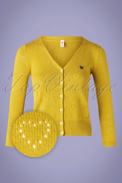 60s Logo Short Cardigan in Yellow Heart Anchor