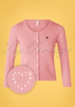 60s Logo Short Roundneck Cardigan in Rose Heart Anchor