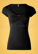 50s Logo Feminine Short Sleeve Top in Black