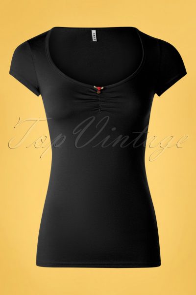 50s Logo Feminine Short Sleeve Top in Black