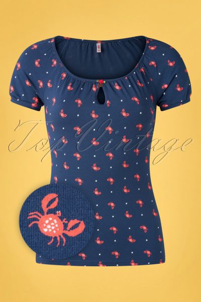 50s Start It With A Kiss T-Shirt in Mr Crab Navy