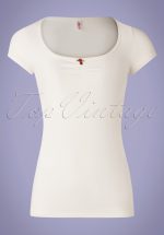 50s Logo Feminine Short Sleeve Top in White