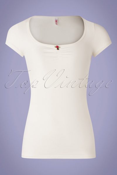 50s Logo Feminine Short Sleeve Top in White