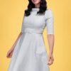 40s Bertha Mini Polka Dot Swing Dress in Ivory and Black