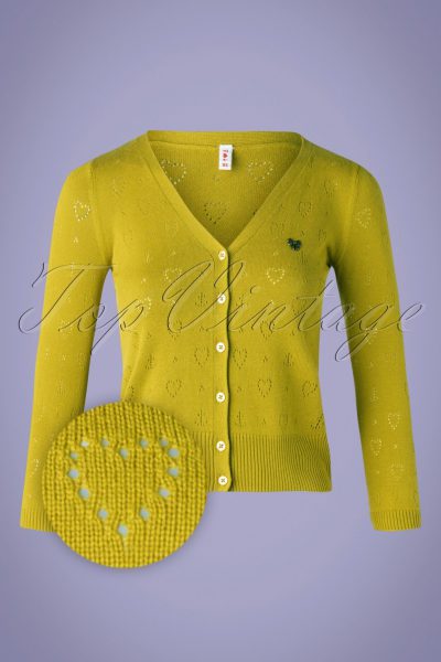 60s Logo Short Cardigan in Yellow Heart Anchor