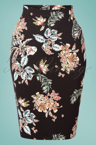 50s Honolulu Pencil Skirt in Black
