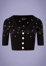 50s Bonita Polkadot Cardigan in Black