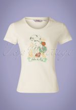 50s Floral Lady T-Shirt in White