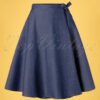 50s Sweet Sail Wrap Swing Skirt in Denim Blue