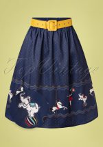 50s Circus Confetti Swing Skirt in Navy