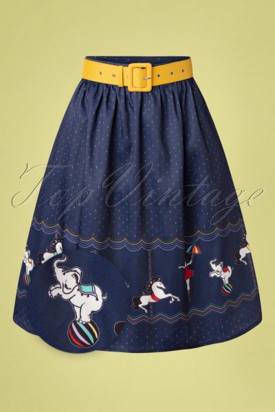 50s Circus Confetti Swing Skirt in Navy