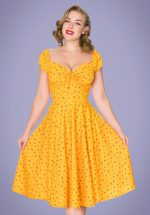 50s Serenity Swing Dress in Gold Yellow