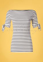 50s Bibi Striped Tie Top in Black and White