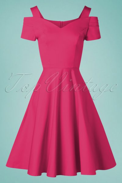 50s Helen Swing Dress in Hot Pink