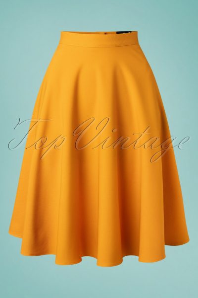 50s Amelie Swing Skirt in Gold Yellow