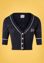 50s Summer Sail Cardigan in Navy