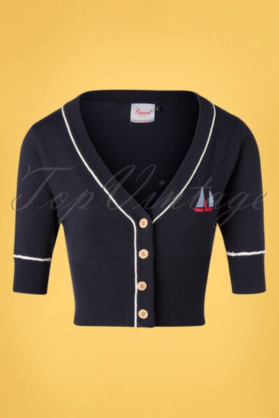 50s Summer Sail Cardigan in Navy