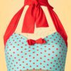 50s Dottie Bikini Top in Aqua Blue and Red