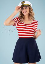 50s Land Ahoy Crop T-Shirt in Red and White