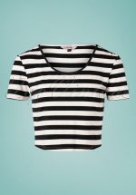 50s Land Ahoy Crop T-Shirt in Black and White