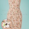 50s Fresh Bloom Pencil Dress in Dusty Nude