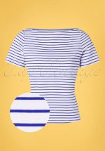 60s Italy Sail Striped Top in Blue and White