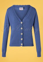 50s June Pointelle Cardigan in Blue