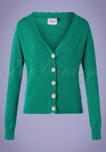 50s June Pointelle Cardigan in Green