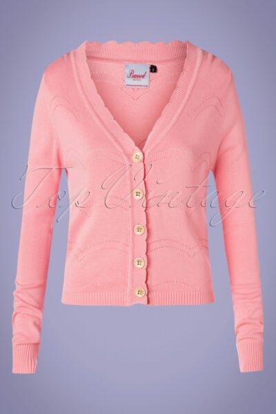50s June Pointelle Cardigan in Pink